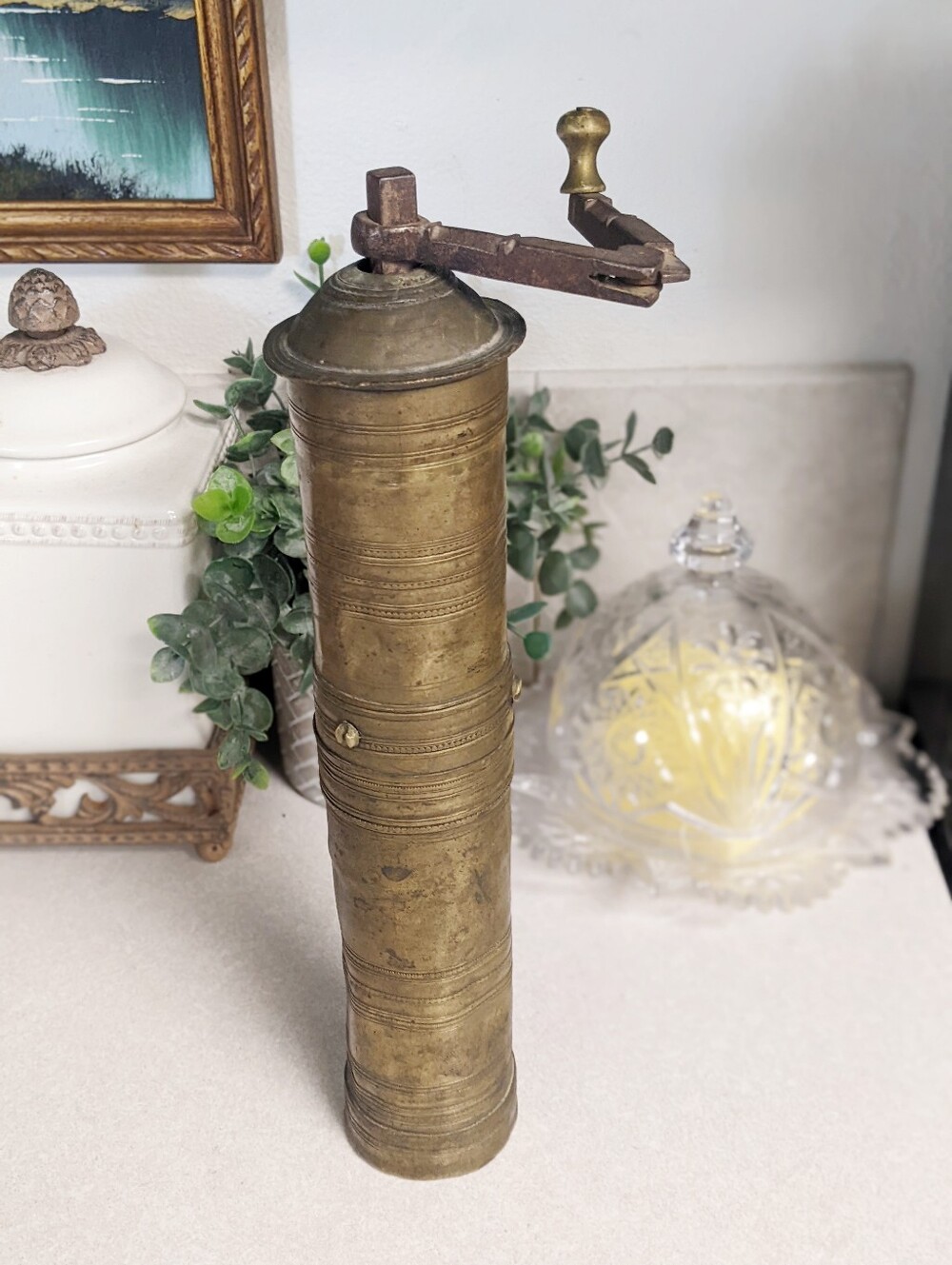Antique Brass coffee/pepper mill from France
